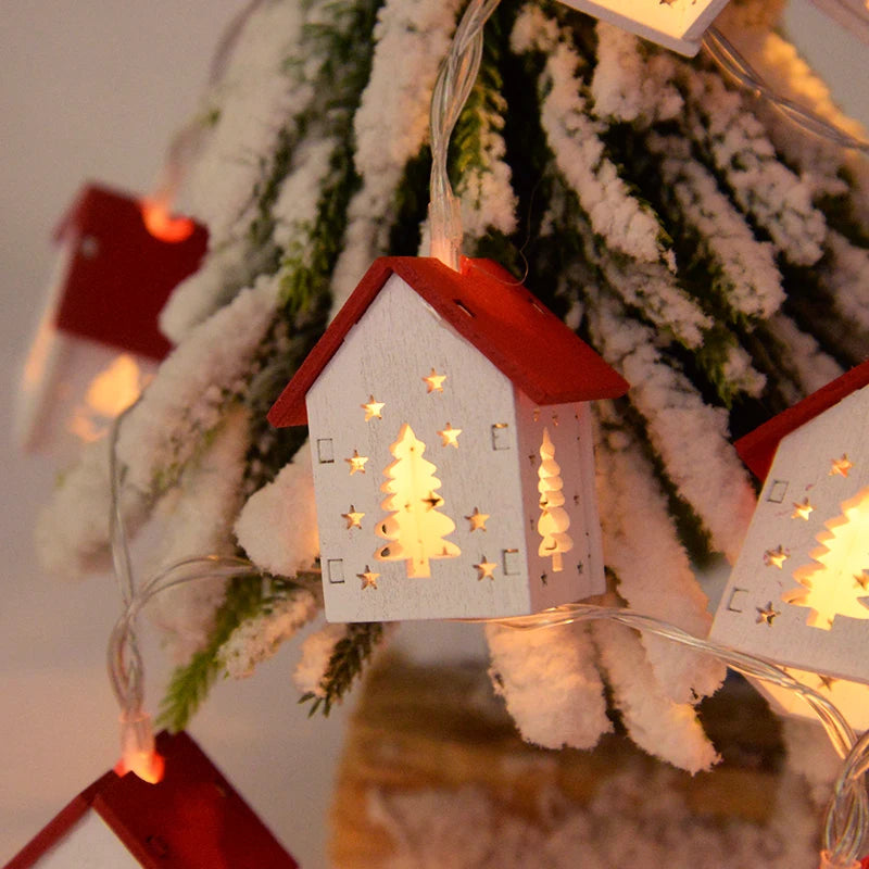 Weihnachtsdorf-Lichterkette - Holz, 2–3 m