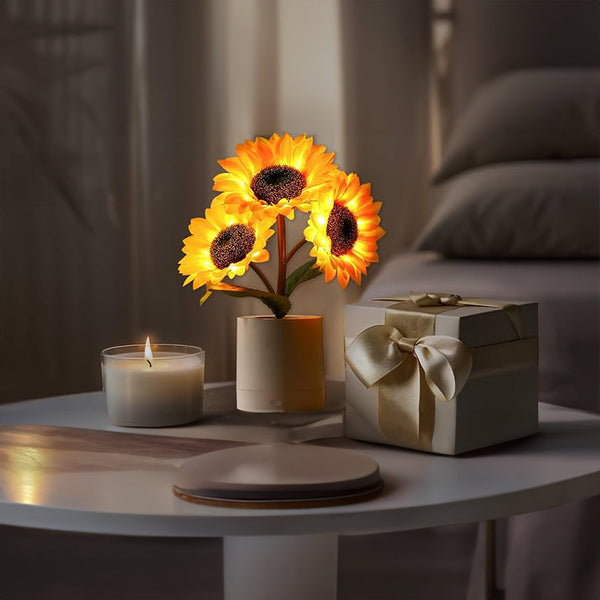 Sonnenblumenförmige - LED-Tischleuchte mit warmem Licht