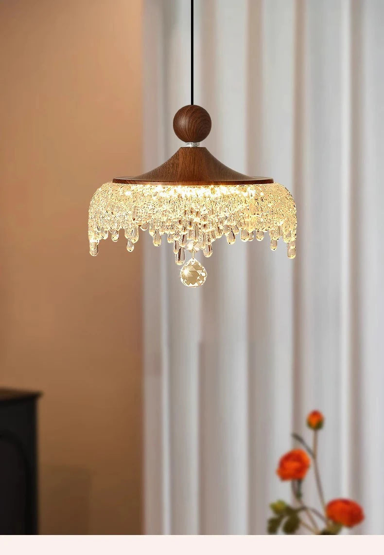 WalnoDrop - Pendelleuchte in Walnussfarbe mit 3