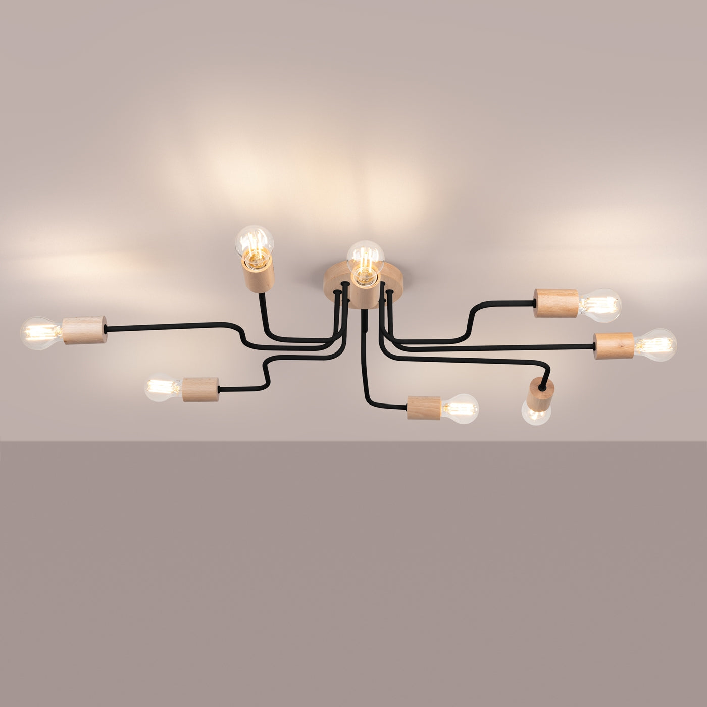 Claria - Schwarzer Loft-Kronleuchter, 8-flammig, E27