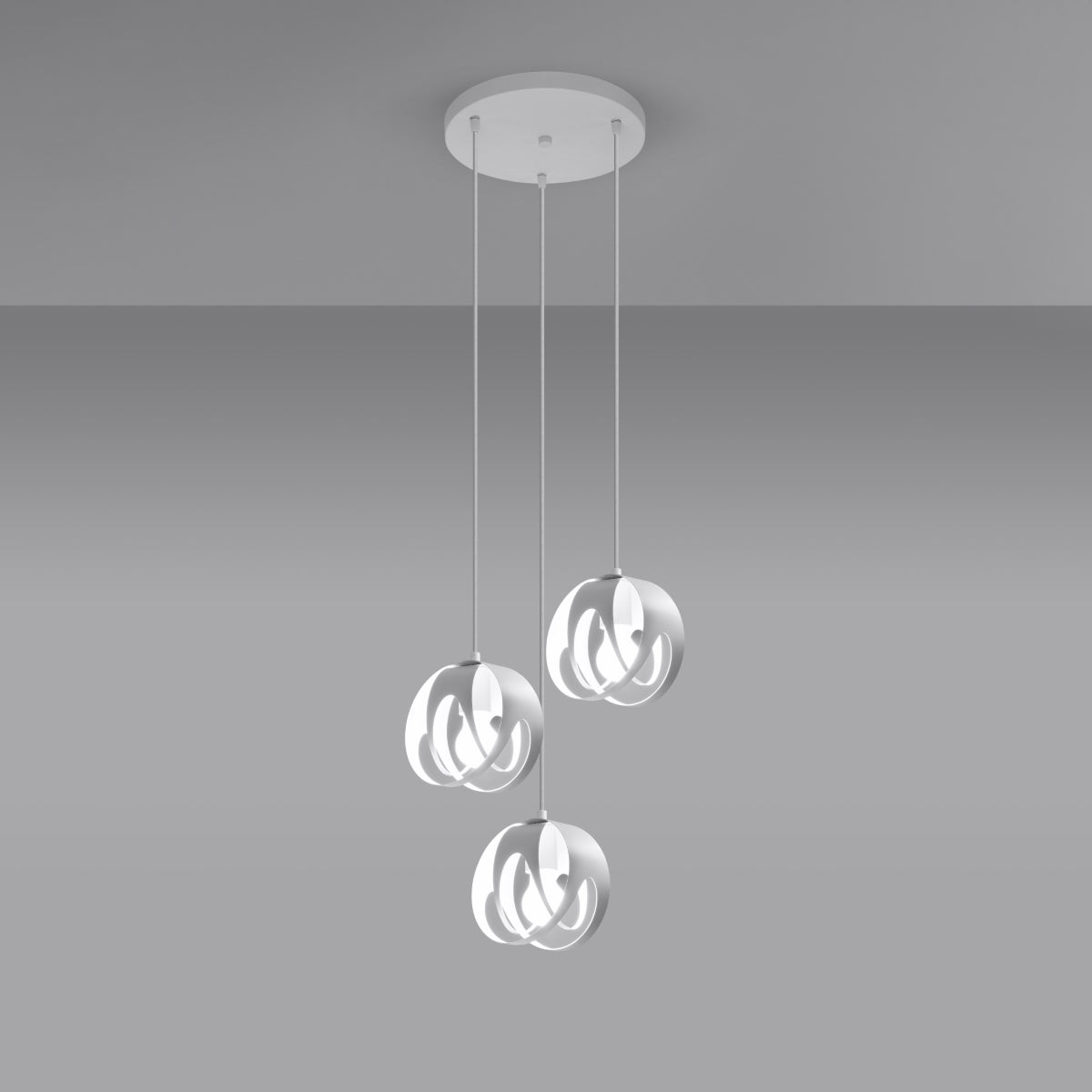 Celira - Dreiflammige Pendelleuchte, weiß, 117 cm, aus Stahl