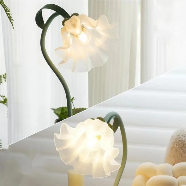 Quelix - Vintage-Tischleuchte mit Blumenmuster, verstellbar