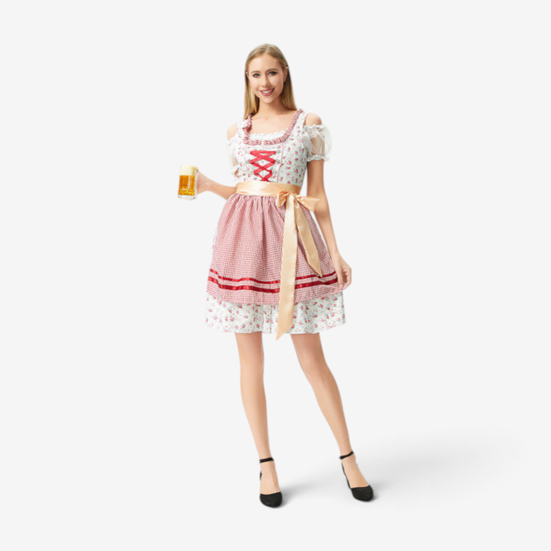 Damen Dirndl mit Rüschen und Satin-Schürze