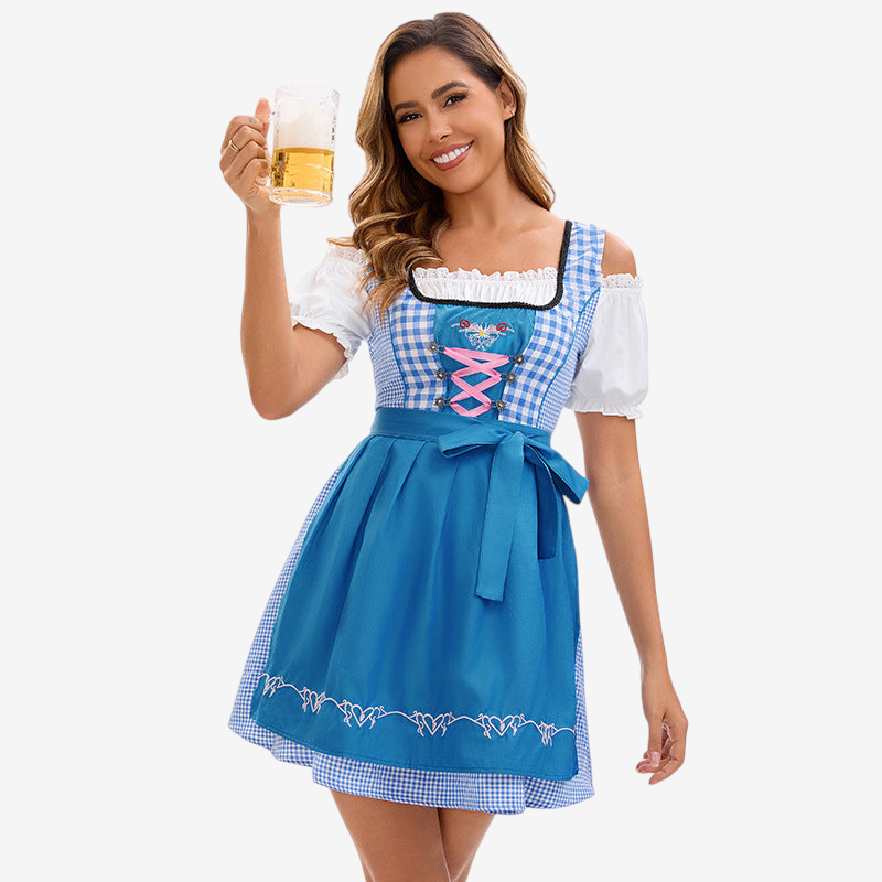 Damen Dirndlkleid mit Bestickter Schürze und Schnürung