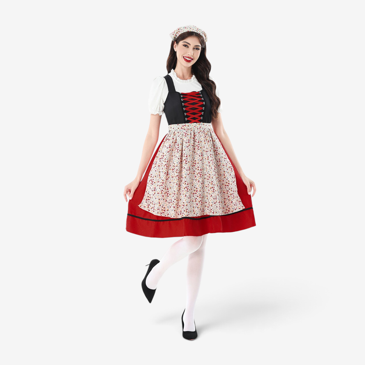 Damen Dirndlkleid mit Floralem Muster und Schnürmieder