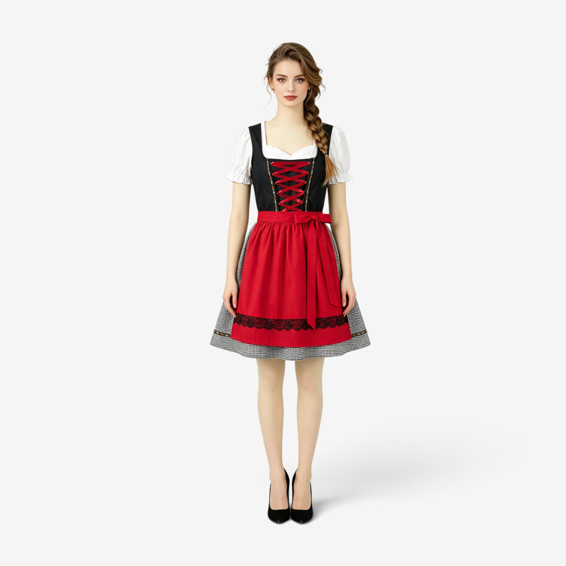 Damen Dirndlkleid mit Herzausschnitt und Schürze