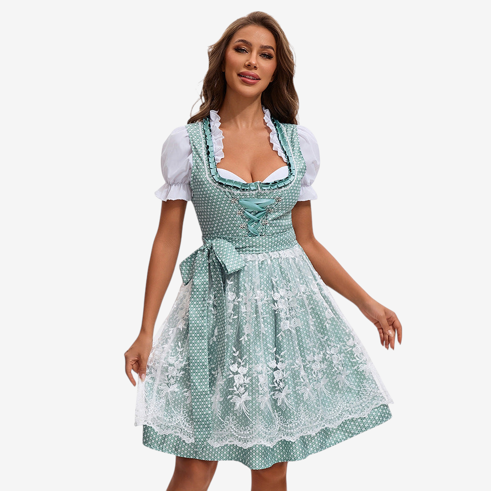 Damen Dirndlkleid mit Herzausschnitt und Spitzen-Schürze