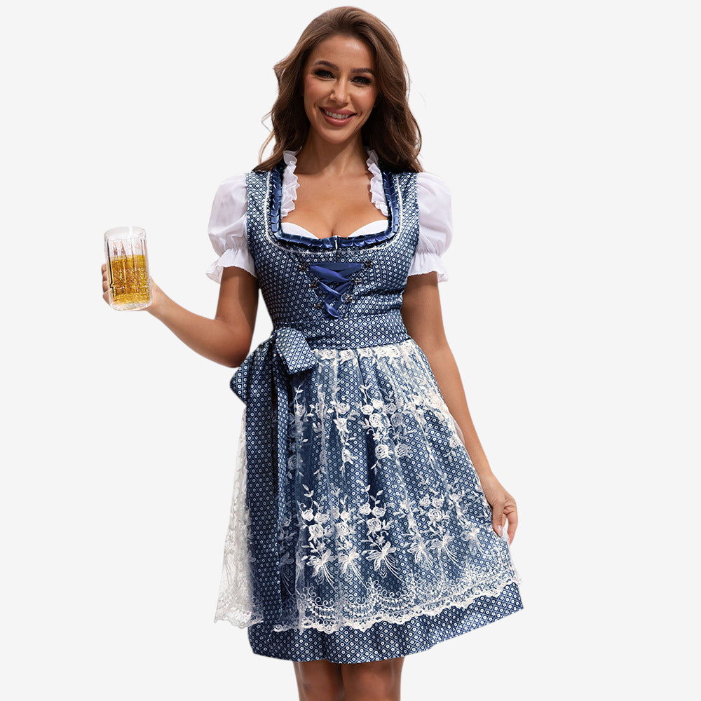 Damen Dirndlkleid mit Herzausschnitt und Spitzen-Schürze
