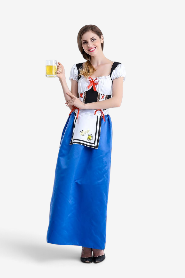 Damen Oktoberfest Kostüm mit Schnürcorsage und Trompetenärmeln