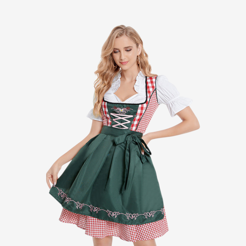 Damen Trachten-Dirndl mit Schnürung und Herzstickerei