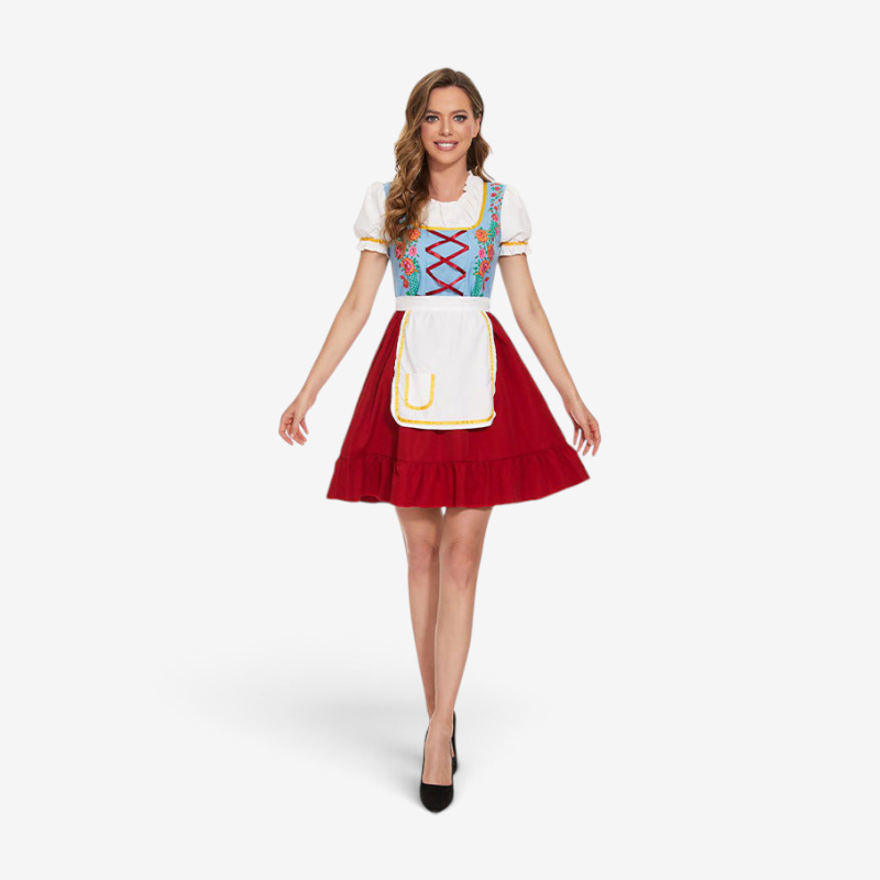 Damen Trachten-Kostümkleid mit Rüschen und Schürze