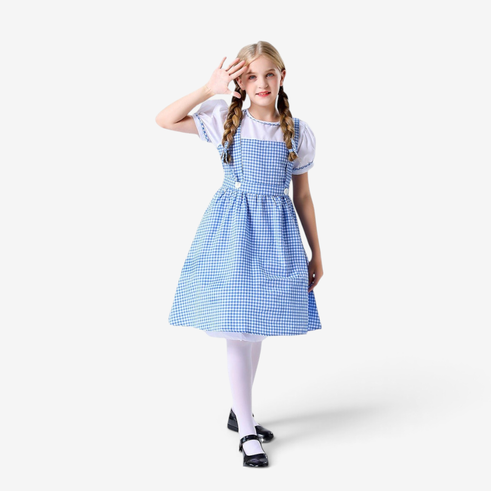 Damen Trachtenkleid mit Karomuster und Knöpfen