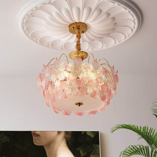 Aurela - Vintage-Kronleuchter aus Buntglas, Blütenform