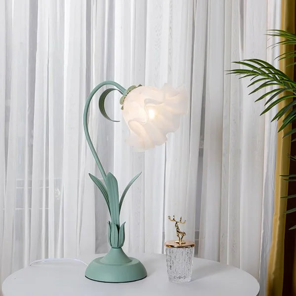 Quelix - Vintage-Tischleuchte mit Blumenmuster, verstellbar