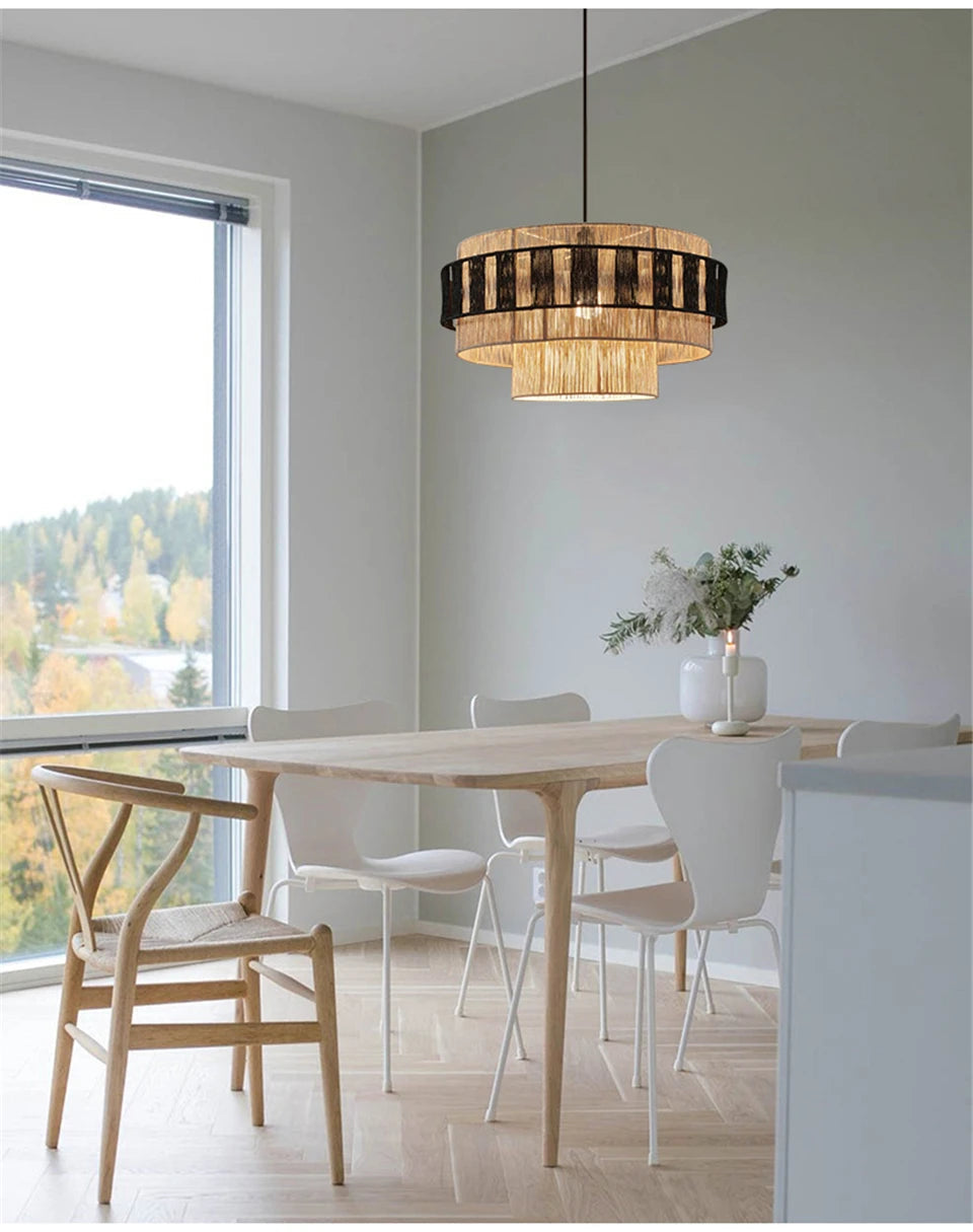 Rattan - Candy Pendelleuchte aus Hanfseil