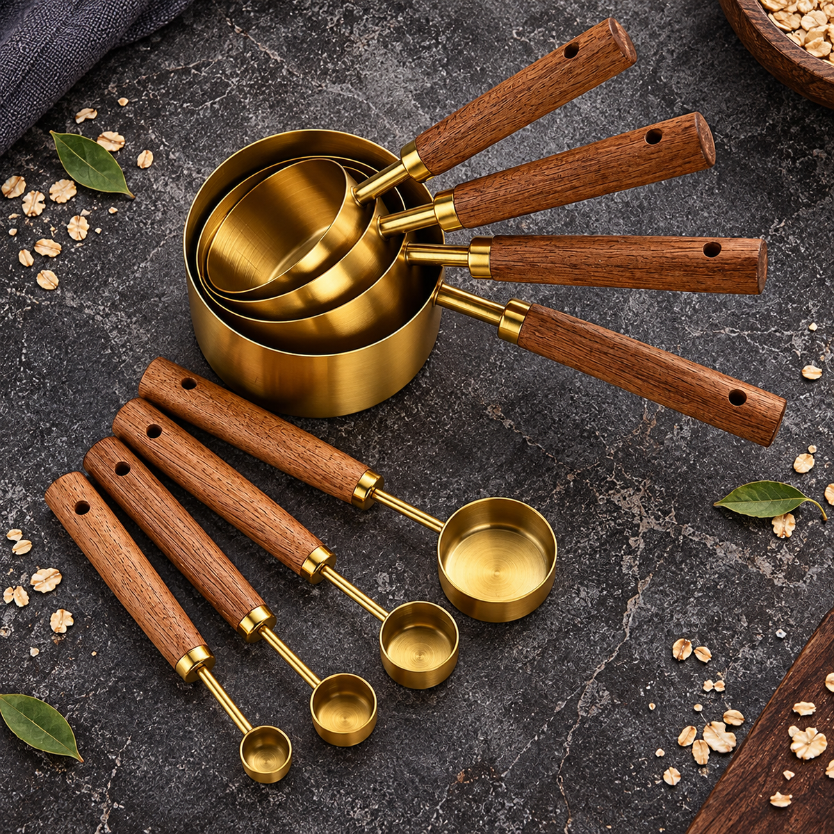 MeasureCraft – Messlöffelset aus Edelstahl mit Holzgriff