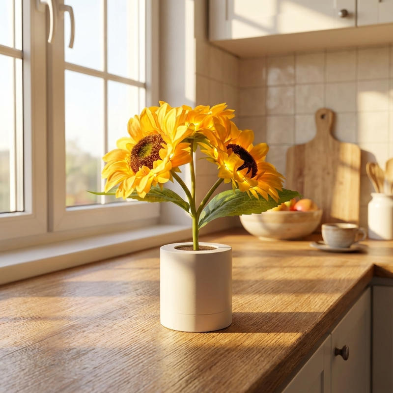 Sunbluma – Tischlampe mit 3D-Sonnenblumendesign und LED-Licht