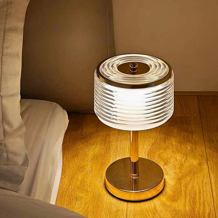 Lino - Goldene LED-Ring-Tischleuchte mit 3 Lichtfarben