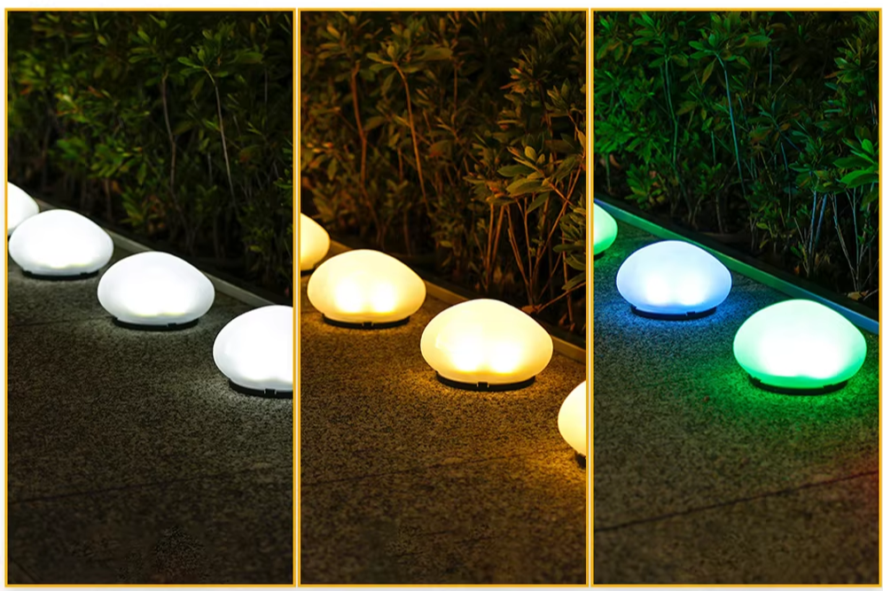 Routa - Solar-Gartenleuchte im Kieselstein-Design aus Glas