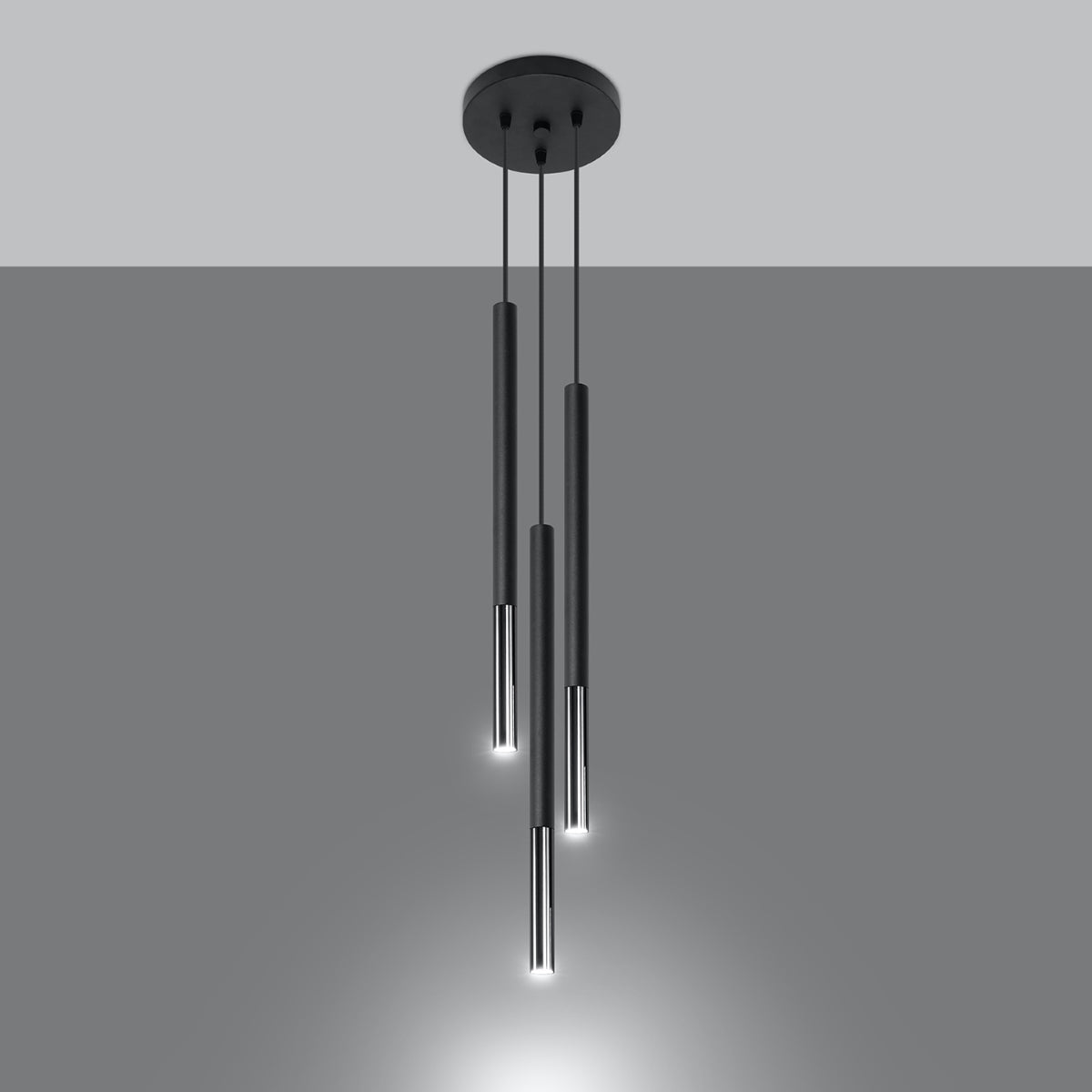 Plafona - 3-flammige Pendelleuchte, Schwarz/Chrom