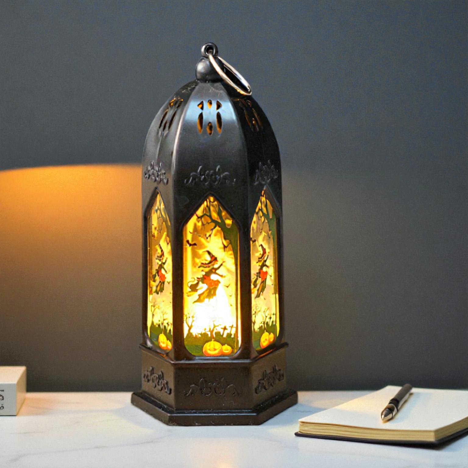 Kürbis-Hexe LED-Nachtlicht-Tischlampe für festliches und gruseliges Halloween-Licht