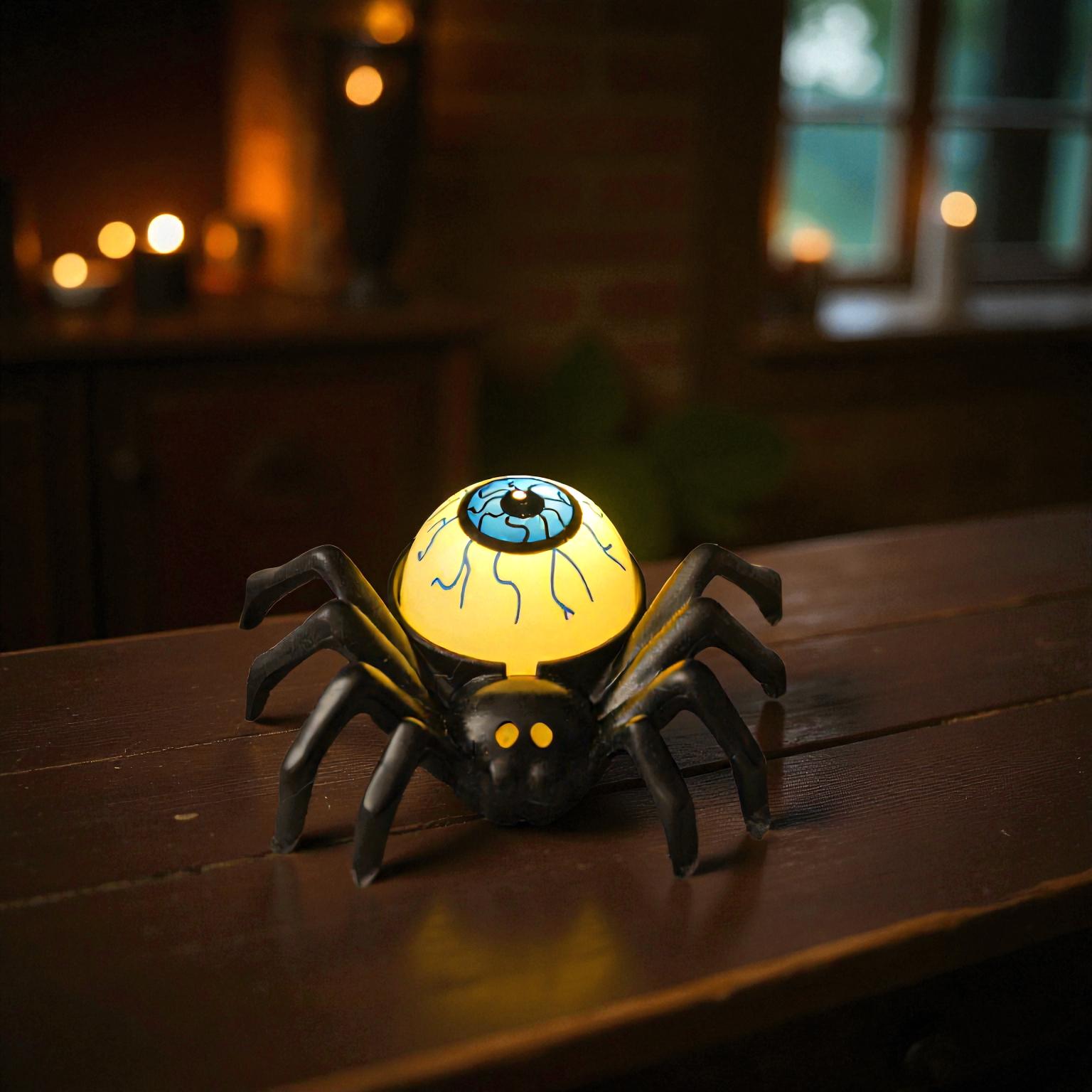 LED-Nachtlampe mit Spinnen Schädel und Augen Design für gruseligen Halloween-Spaß