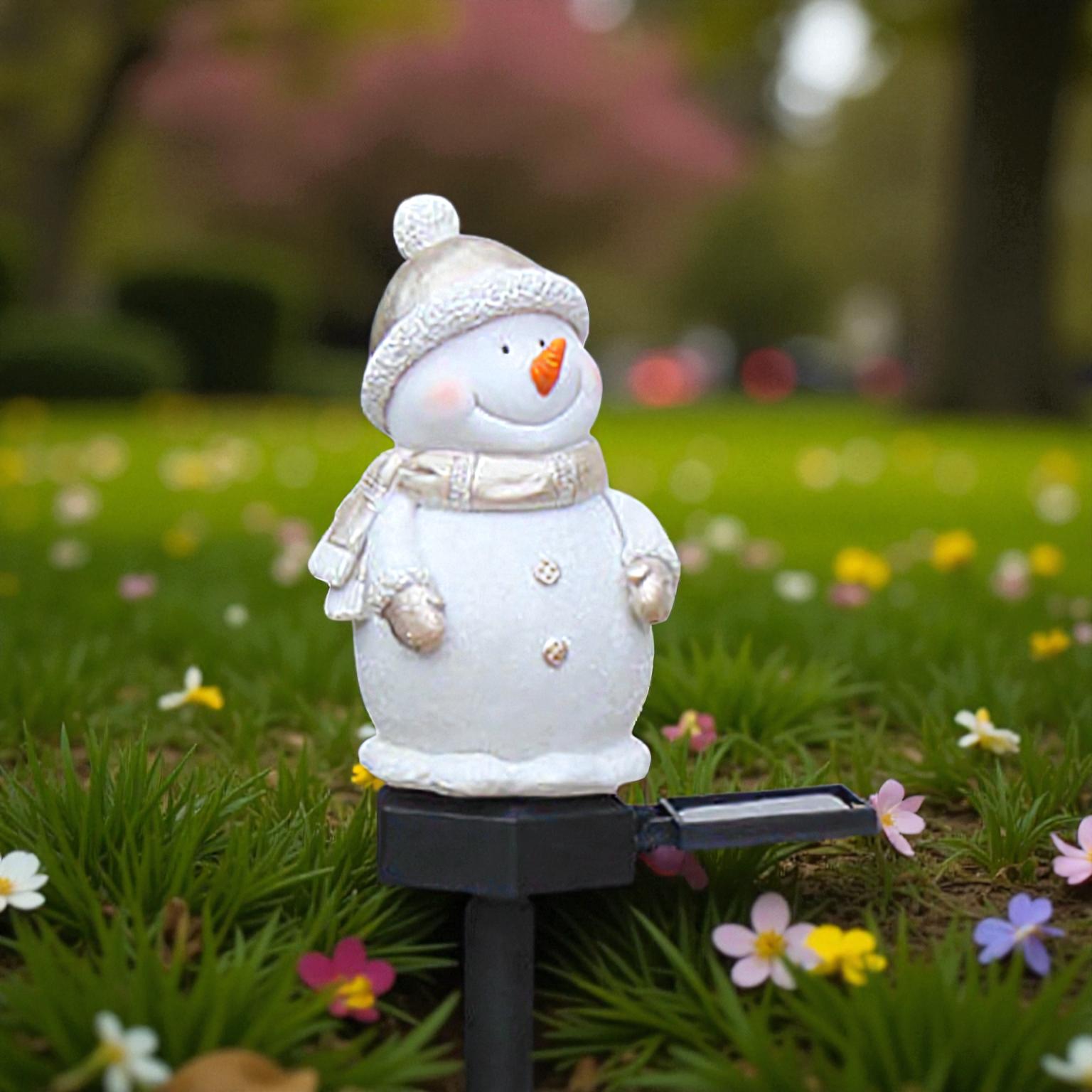 Solarbetriebene Schneemann-Gartenlampe für festliche Außenbeleuchtung