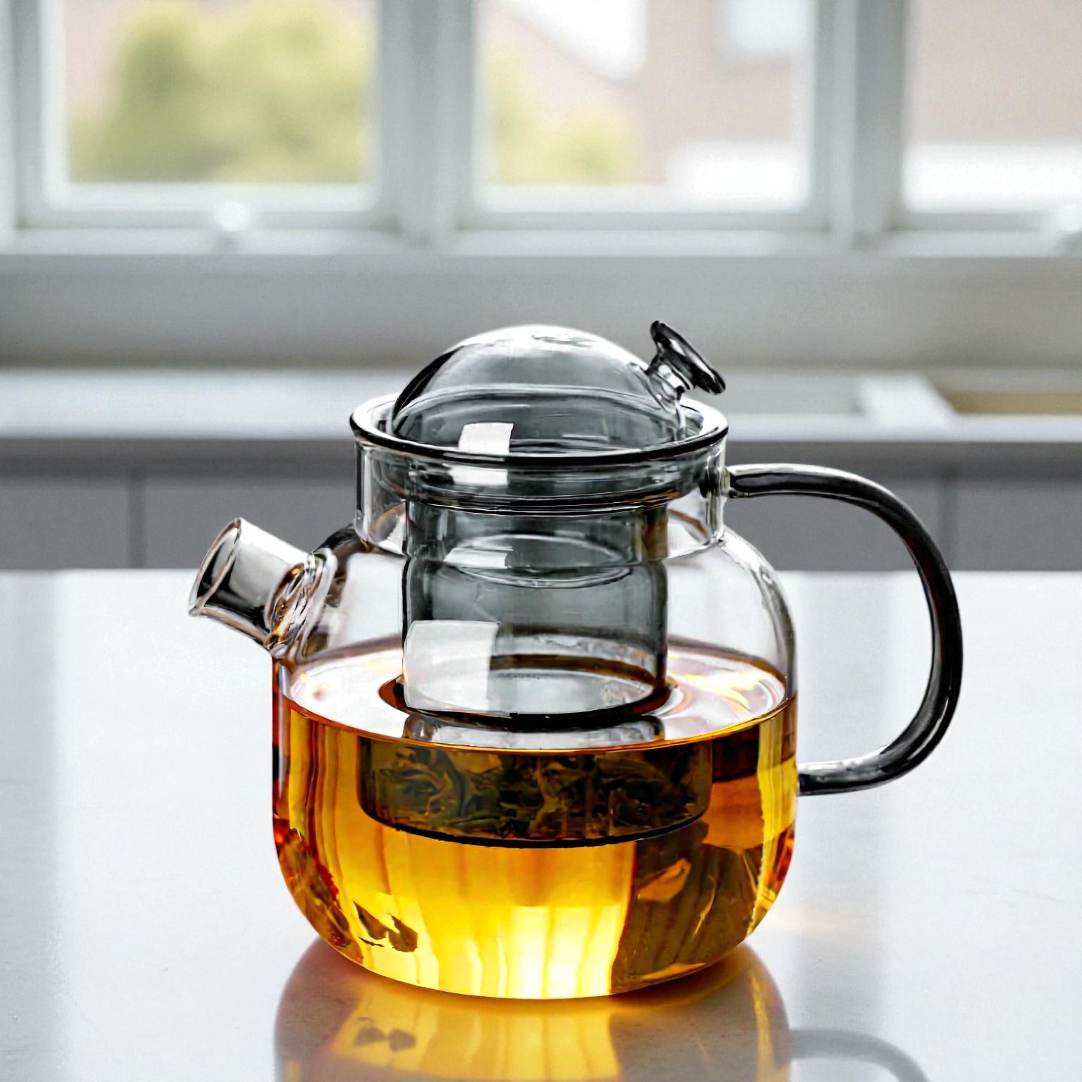 Teekanne mit integriertem Sieb und kompaktem Griff für müheloses Teebrühen