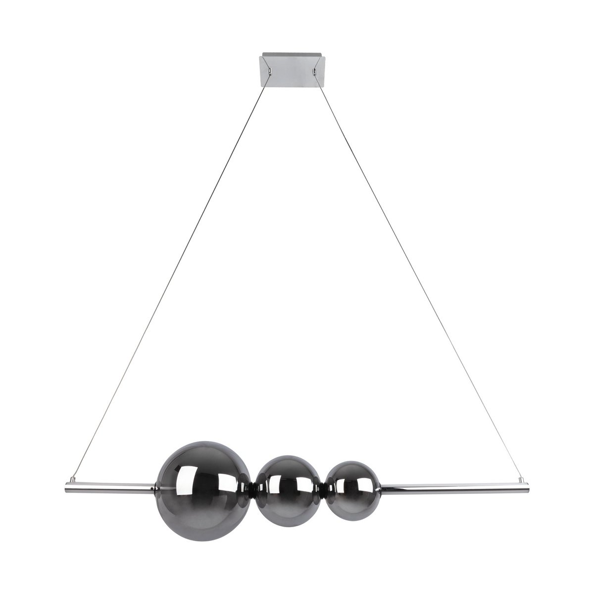 Nimbus - LED-Pendelleuchte mit 3 Glaskugeln, Chrom/Rauchglas