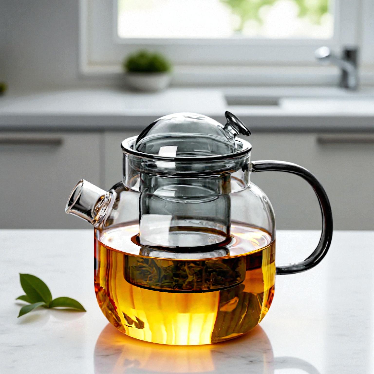 Teekanne mit integriertem Sieb und kompaktem Griff für müheloses Teebrühen