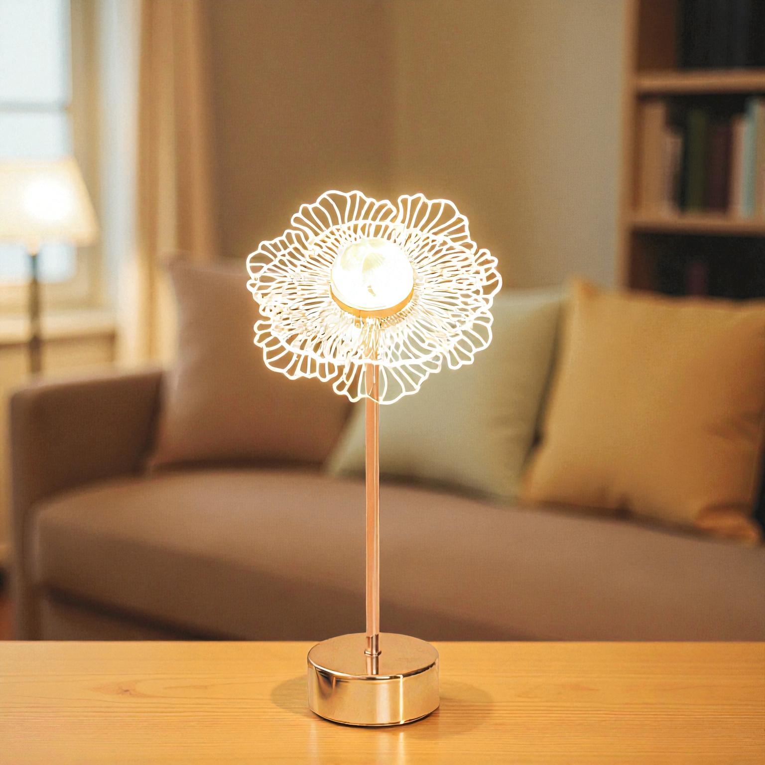 LED-Tischlampe mit Schmetterlings- und Blumenmotiv für sanfte, dekorative Beleuchtung