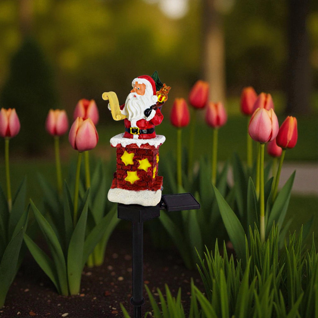 Solarbetriebene Santa-Kamin-LED für festliche Beleuchtung von Garten und Terrasse