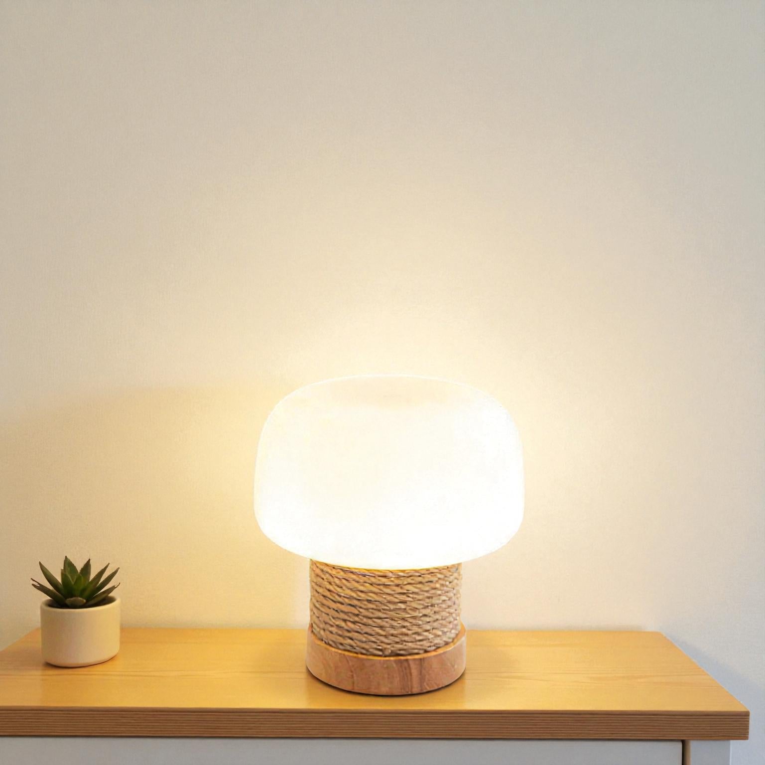 Japanische Eichen-Pilz-Tischlampe für sanftes, stilvolles und naturinspiriertes Licht