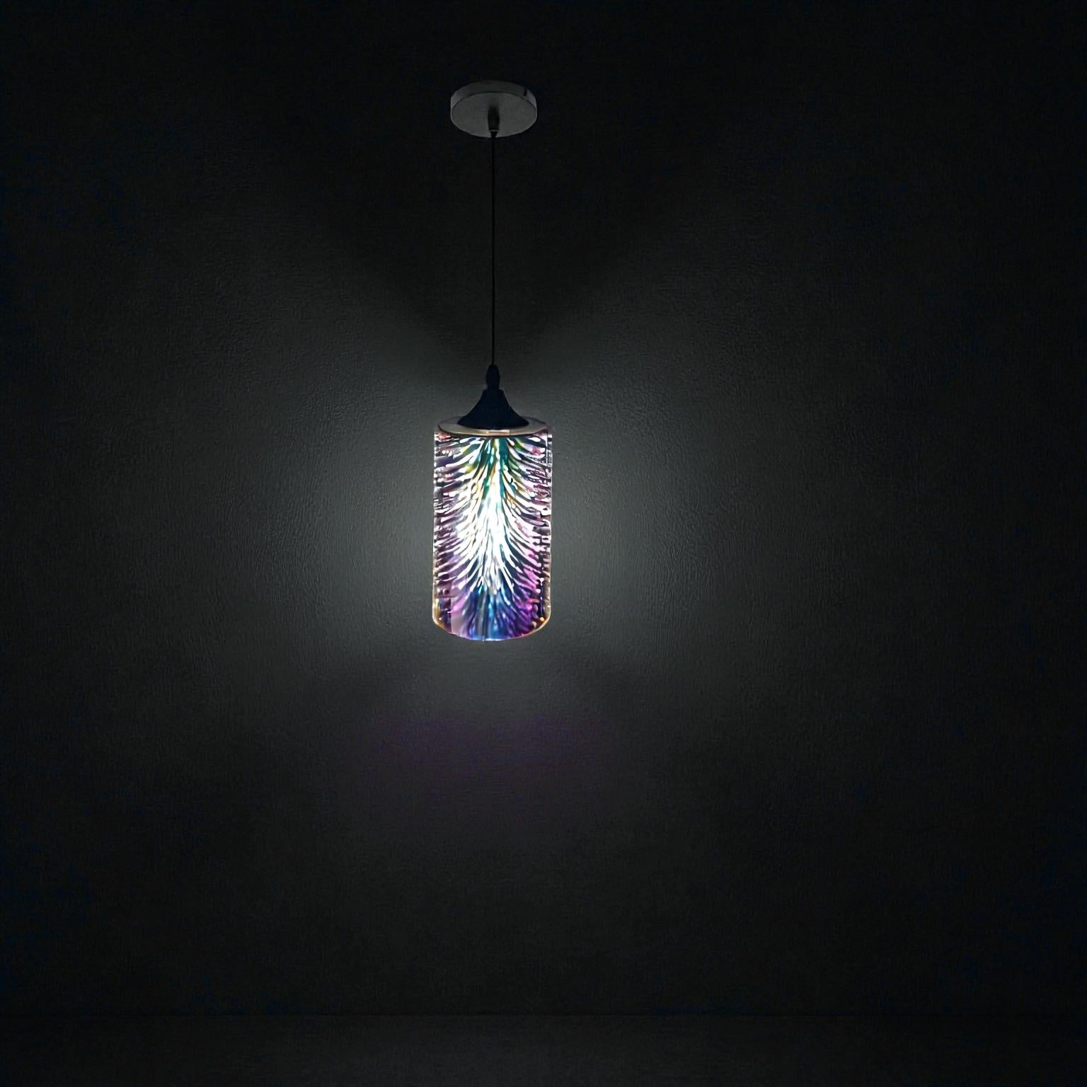 Zylindrische Pendelleuchte mit strukturiertem Glas und verstellbarem Kabel für Innenräume