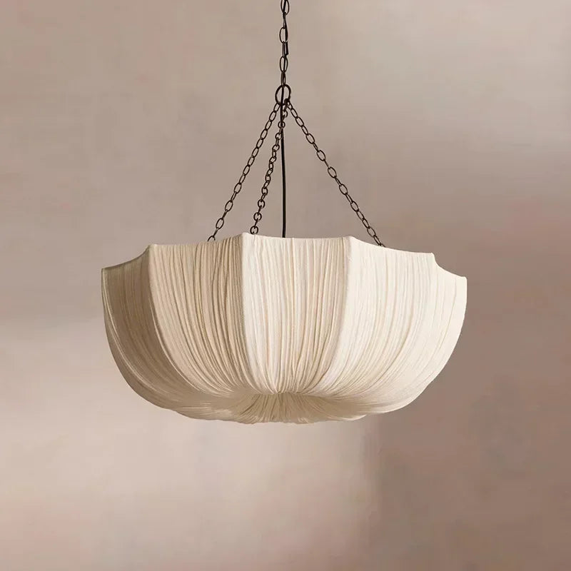 Lucero - Wabi-Sabi Stoff-Pendelleuchte in Beige mit 3 LEDs