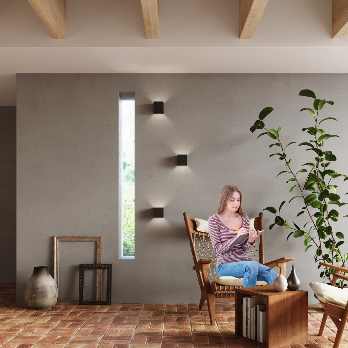 LUCA - LED-Wandleuchte, schwarz, IP54