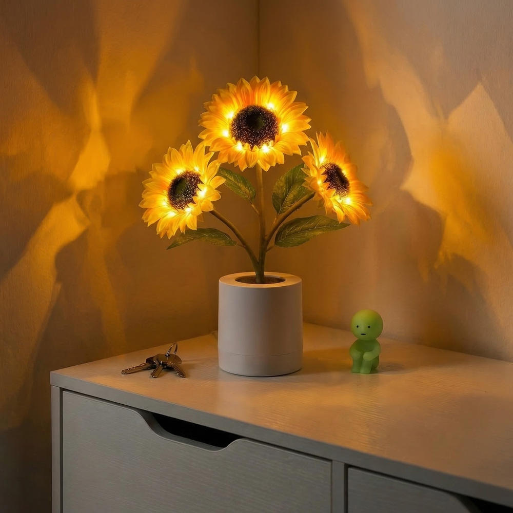 Sunbluma – Tischlampe mit 3D-Sonnenblumendesign und LED-Licht