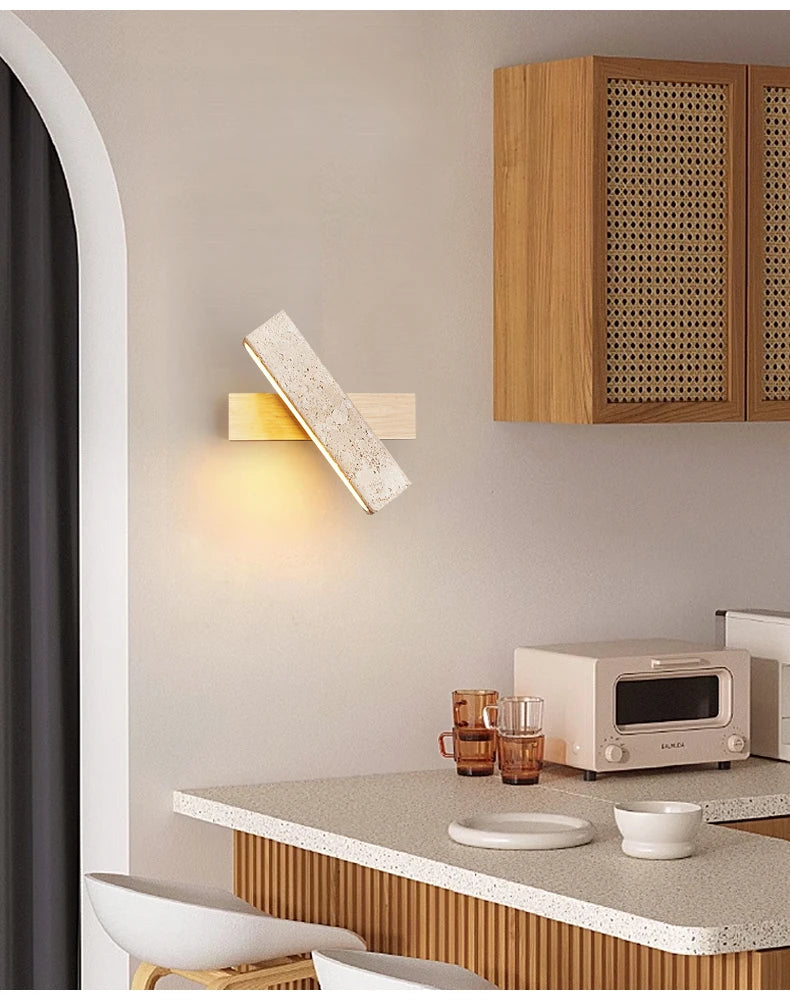 Travertin - Wandlampe dimmbar LED mit Zugschalter