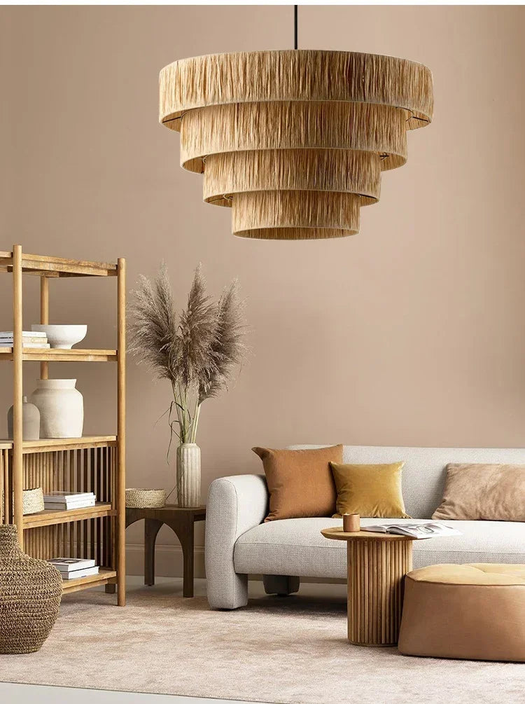 Stella - Rattan-Pendelleuchte E27 im japanischen
