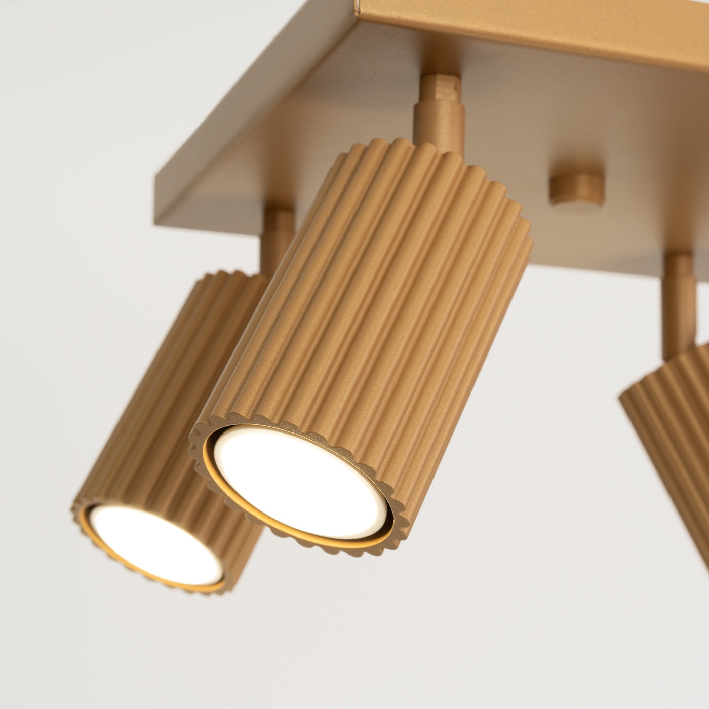 Radial - Goldene Deckenleuchte mit 4 Leuchten