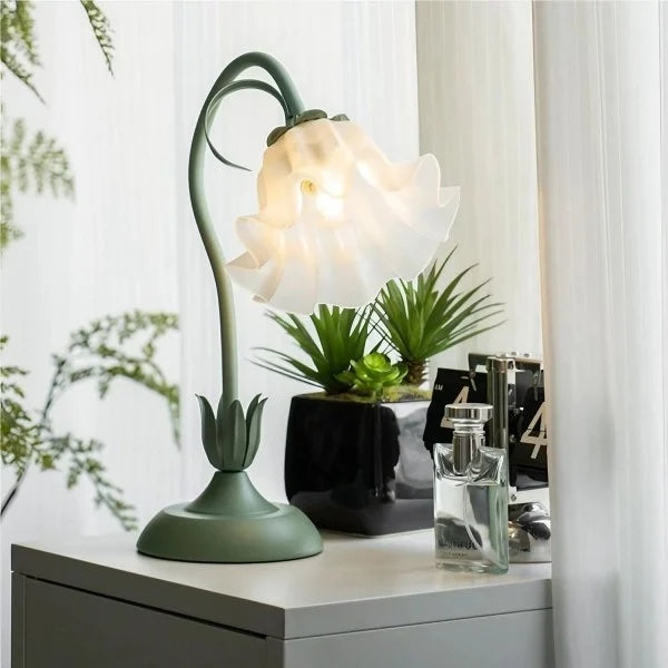 Quelix - Vintage-Tischleuchte mit Blumenmuster, verstellbar