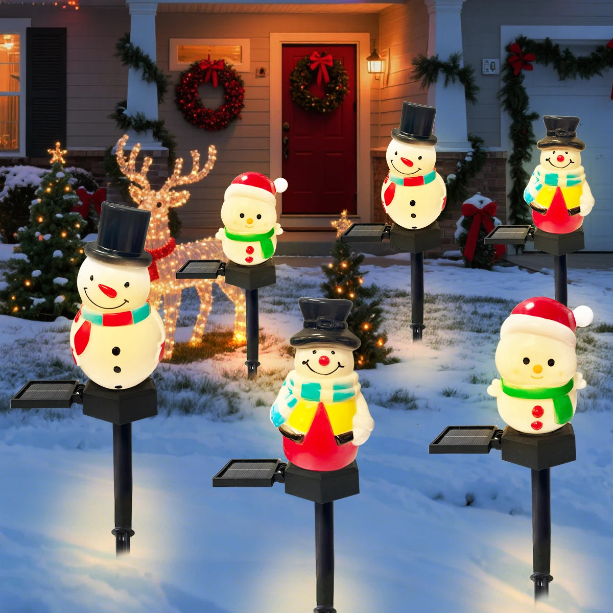 Gartia - Solarbetriebene LED-Wegeleuchten in Schneemannform,