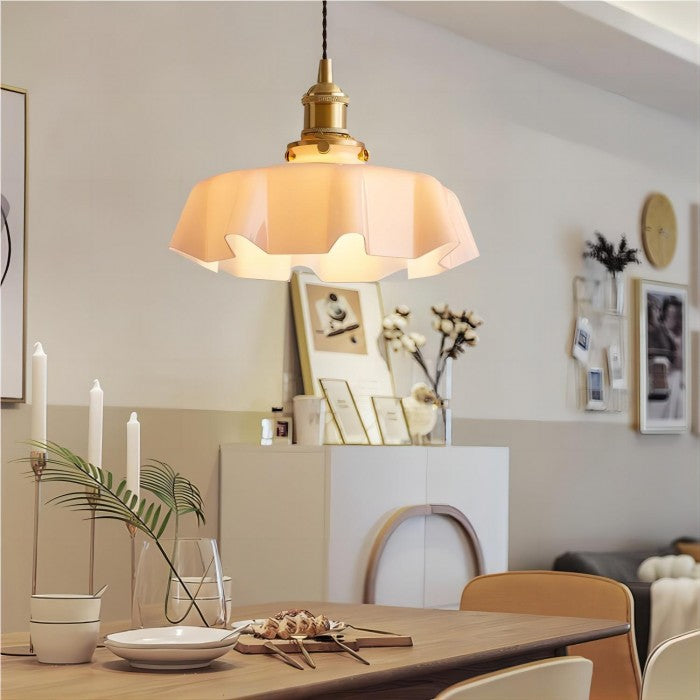 Aurela - Retro-Pendelleuchte in Blumenform aus Glas,