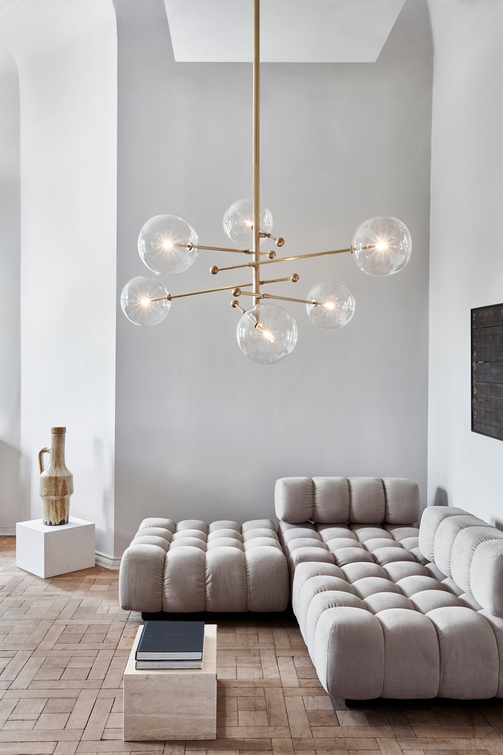 Claria - Designer-Kronleuchter mit 6 Armen, Metall/Glas