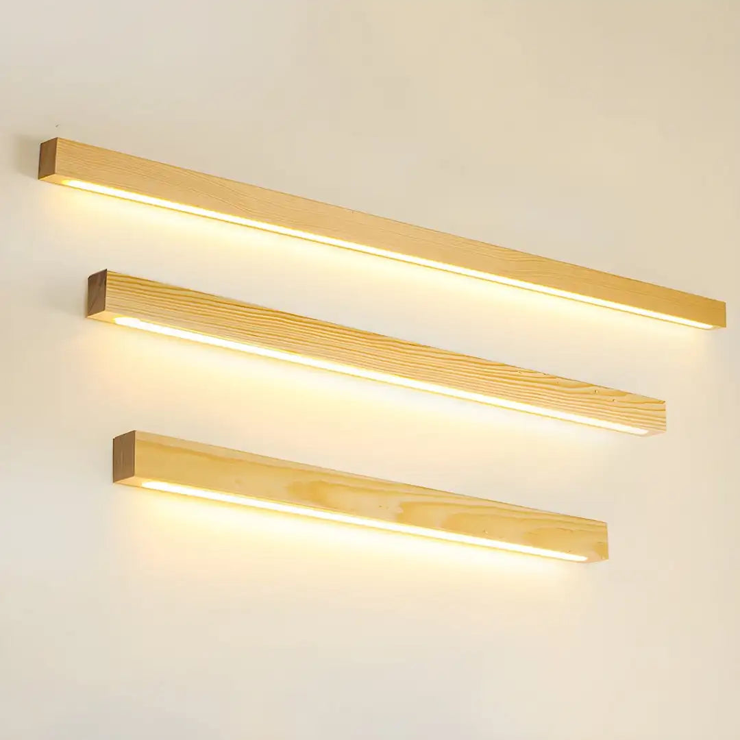 Lange - LED-Wandleuchte in Holzoptik mit nach oben und unten
