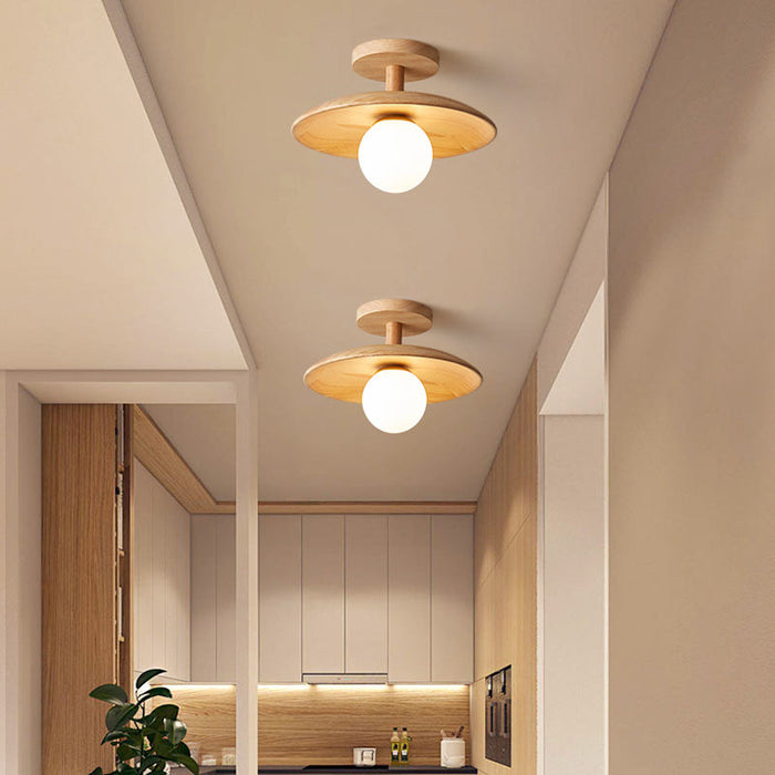 Japanische - Deckenlampe aus Holz & Eisen mit Acryl