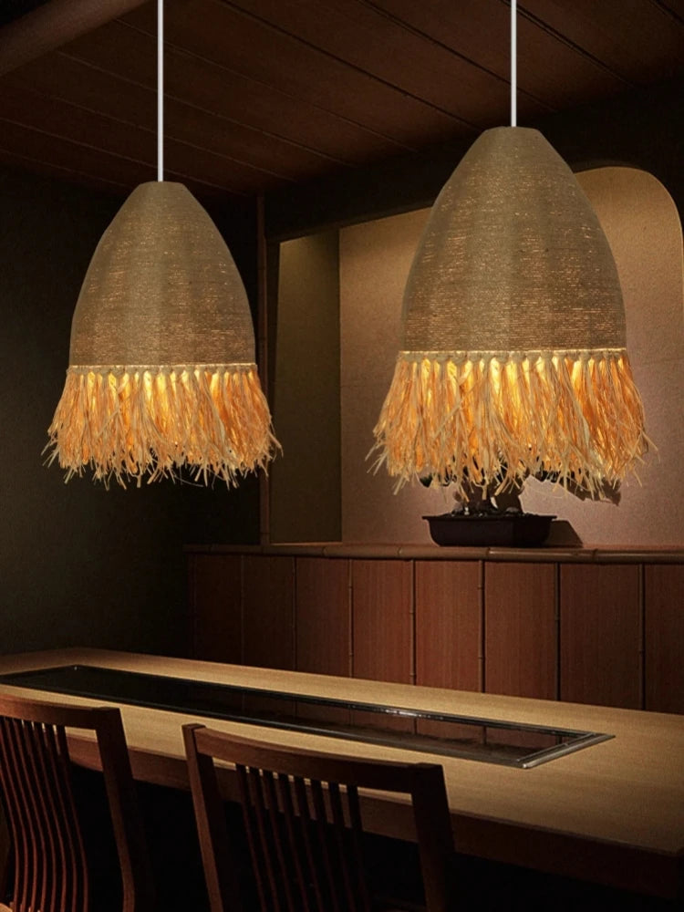 Handgewebte - Rattan Pendelleuchte natur