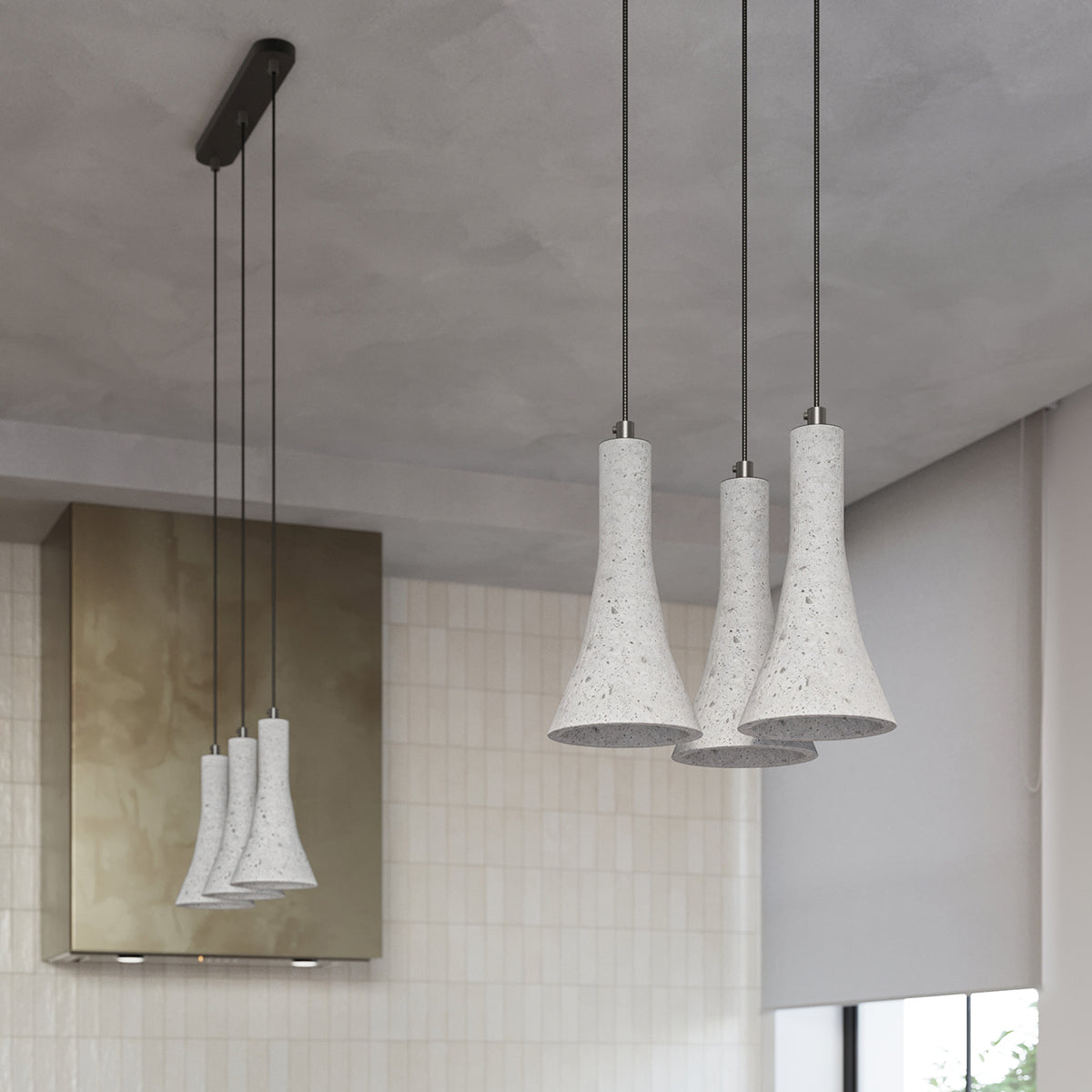 Halona - Pendelleuchte aus Beton, 2-flammig, grau