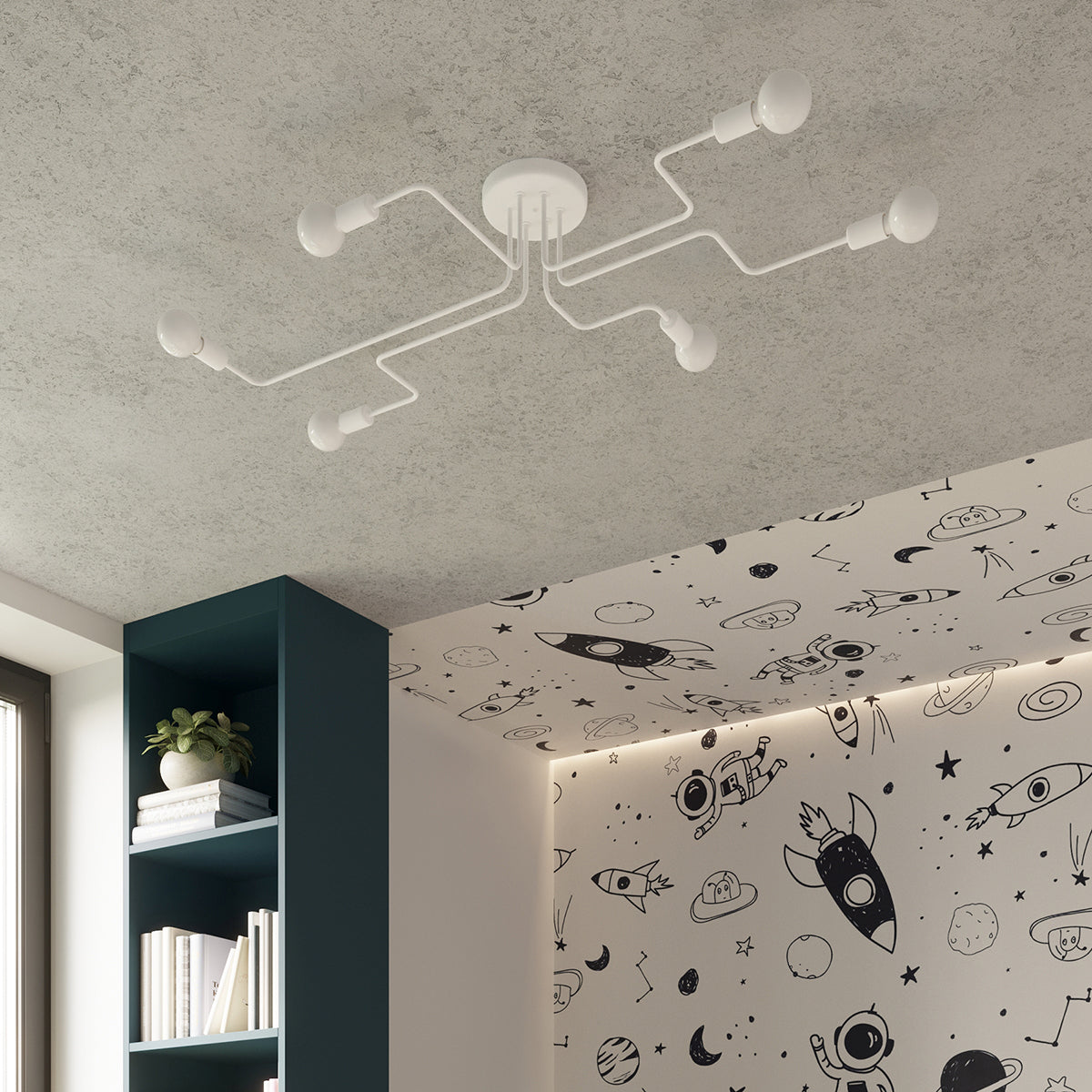 Claria - Weißer Loft-Kronleuchter, 8-flammig, E27-Fassung