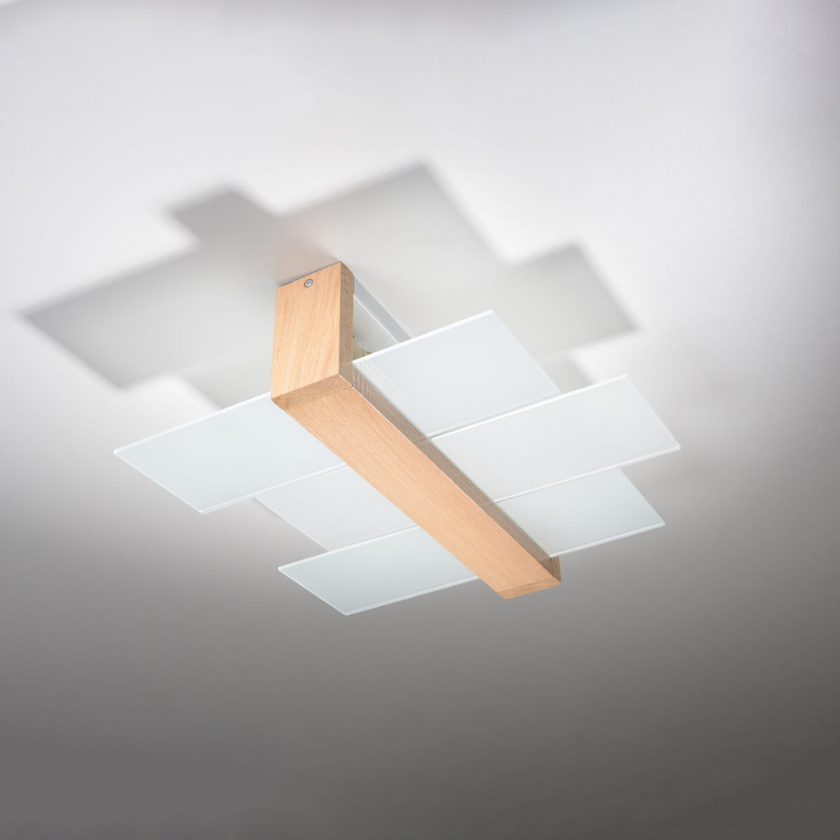 Feniks - 2 Deckenleuchte, Naturholz/Glas, 43×43 cm